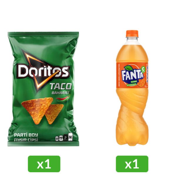 1 Adet Cips Taco Parti Boy 169 Gr & 1 Adet Gazoz Portakal Aromalı 1 Lt