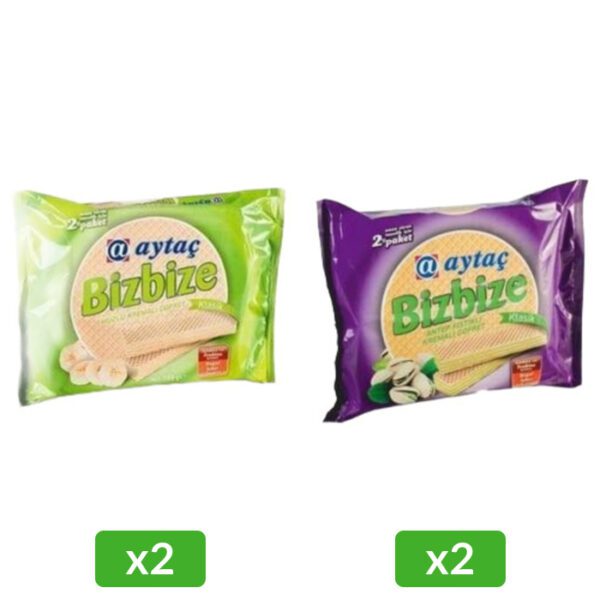 2 Adet Bizbize Gofret Muzlu 340 Gr & 2 Adet Antep Fıstık Kremalı Gofret 340 Gr