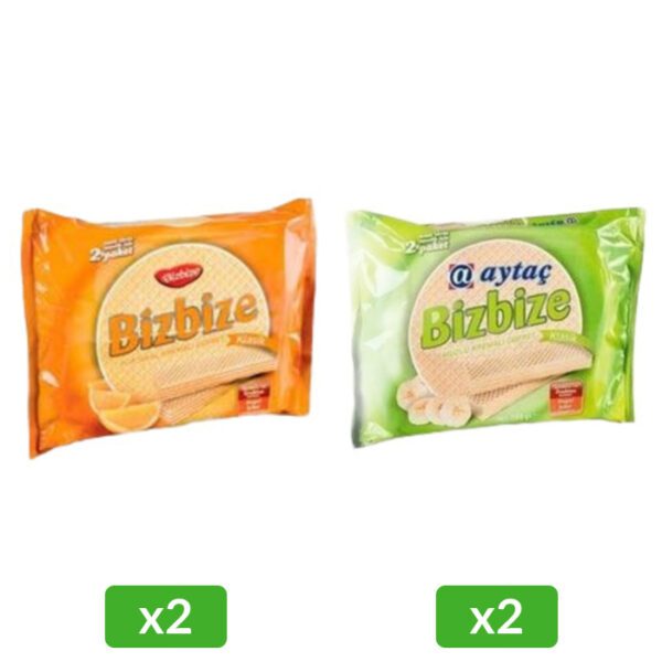 2 Adet Bizbize Gofret Muzlu 340 Gr & 2 Adet Bizbize Portakallı Gofret 400 gr