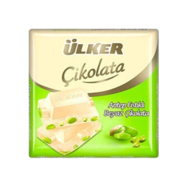 Bütün Antep Fıstıklı Beyaz Kare Çikolata 65 Gr