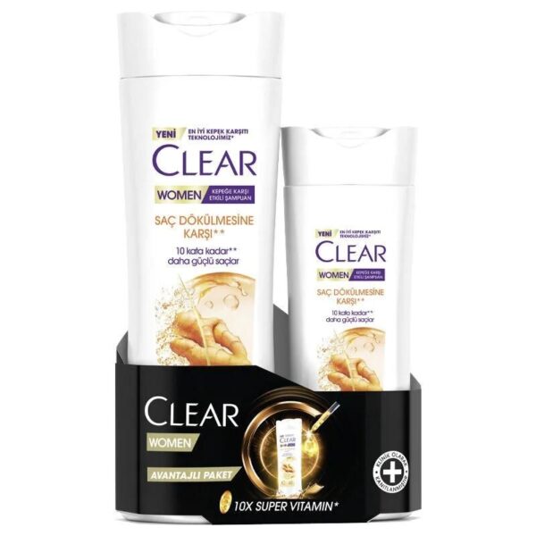 Clear Women Kepeğe Karşı Etkili Şampuan Saç Dökülmesine Karşı 350 ml + 180 ml