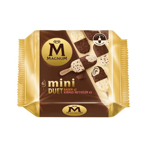 Algida Magnum Mini Düet Kırmızı Meyveler ve Bademli Dondurma 6 x 60 ml